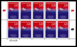 ** ANDORREN°376, Bicentenaire De La Révolution, Impression Recto-verso Partiel En Bloc De 10 Ex. TB  Qualité: ** - Unused Stamps