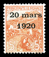 * MONACO N°43, Mariage, 5F +5F Rose Sur Verdâtre, TRES BON CENTRAGE, SUPERBE ET RARE (signé Brun/certificat)  Qualité: * - Other & Unclassified