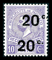 * MONACO Taxe, N°11a, 20c S 10c Violet, Double Surcharge. SUP. R.R. (signé Brun/certificat)  Qualité: *  Cote: 1450 Euro - Unused Stamps