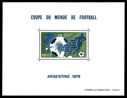 ** MONACO Blocs Spéciaux, N°10, Coupe Du Monde De Football 1978. TB  Qualité: **  Cote: 575 Euros - Blocks & Kleinbögen