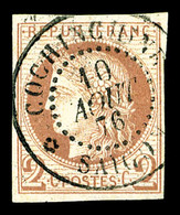 O COLONIES GENERALES N°15, 2c Rouge-brun Obl Càd 'SAÎGON, COCHININE' Du 10 Aout 1876, SUPERBE (certificat)  Qualité: O   - Aigle Impérial