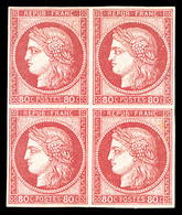 ** COLONIES GENERALES N°21, 80c Rose En Bloc De Quatre (2ex*), Fraîcheur Postale, SUP (certificat)  Qualité: ** - Eagle And Crown