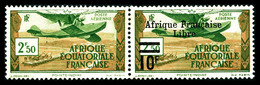 * AFRIQUE EQUATORIALE PA, N°20b, 10f Sur 2f50 Tenant à Normal, SUP. R. (signé Calves/certificat)  Qualité: *  Cote: 500  - Unused Stamps