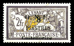 * CASTELLORIZO N°25A, 8 Pi Sur 2f Violet Et Jaune. SUPERBE. R.R. (signé Calves/Brun/certificats)  Qualité: *  Cote: 1600 - Neufs