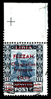 O FEZZAN N°8, 10f S 1f 25 Bleu-noir Et Outremer Bdf, Oblitération Légère. SUP. R.R. (certificat)  Qualité: O  Cote: 1600 - Gebraucht