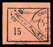 O GABON N°14, 15c Noir Sur Rose. SUP. R.R. (signé Margues/certificat)  Qualité: O  Cote: 1300 Euros - Unused Stamps