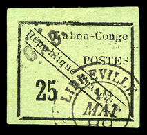 O GABON N°15, 25c Noir Sur Vert. SUP (signé Brun/certificat)  Qualité: O  Cote: 1000 Euros - Unused Stamps