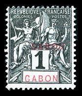 * GABON N°16, 1c Noir Sur Azuré: DOUBLE SURCHARGE GABON, RARE Et SUP (certificat)  Qualité: * - Ungebraucht