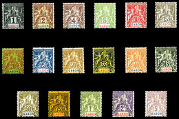 * GABON N°16/32, Série De 1904, Les 17 Valeurs TTB (certificat)  Qualité: *  Cote: 520 Euros - Unused Stamps