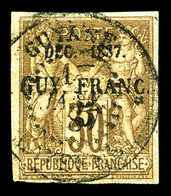 O GUYANE N°7, 5c Sur 30c De 1877. SUP (signé Calves/certificat)  Qualité: O  Cote: 1700 Euros - Gebraucht