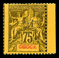 * OBOCK N°43a, Double Obock, Bdf, TTB (signé Brun/certificat)  Qualité: *  Cote: 480 Euros - Unused Stamps