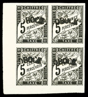 ** OBOCK Taxe, N°1a, 5c Noir En Bloc De Quatre Coin De Feuille, Fraîcheur Postale, SUPERBE (certificat)  Qualité: ** - Unused Stamps