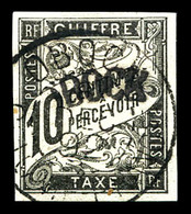 O OBOCK Taxe, N°2, 10c Noir. SUP (certificat)  Qualité: O  Cote: 400 Euros - Unused Stamps