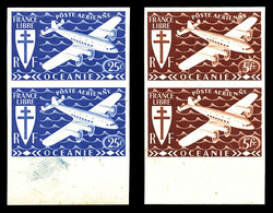 ** OCEANIE PA, N°9 Et 11: 5f Et 25f France Libre Non Dentelé En Paire Bdf. TTB (cote Maury) (certificat)  Qualité: **  C - Unused Stamps