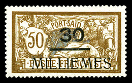 ** PORT SAID N°66, 30 M Sur 50c Merson, Fraîcheur Postale. SUP (certificat)  Qualité: **  Cote: 390 Euros - Unused Stamps