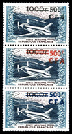 ** REUNION PA, N°55, 500F Sur 1000F Provence, 3 Essais De Surcharge (noir, Rouge Et Bleu) Se Tenant, R.R. SUP (certifica - Unused Stamps