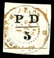 O SAINT PIERRE ET MIQUELON N°16, 5c Noir Sur Son Support. TTB. R.R (signé Calves/certificat)  Qualité: O  Cote: 1700 Eur - Used Stamps