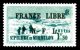 * SAINT PIERRE ET MIQUELON N°266, 1f 50 Vert-bleu Surchargé. SUP. R.R (signé/certificat)  Qualité: *  Cote: 1200 Euros - Used Stamps