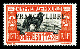* SAINT PIERRE ET MIQUELON Taxe, N°53, 30c Rouge-orange Et Noir Surchargé. SUP (certificat)  Qualité: *  Cote: 500 Euros - Used Stamps