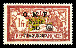 * SYRIE N°55, 50 Pi Sur 1f Merson, Fraîcheur Postale. SUP. R. (signé Brun/certificat)  Qualité: *  Cote: 1000 Euros - Used Stamps