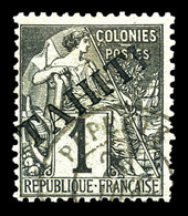 O TAHITI N°7, 1c Noir Sur Azuré. SUP. R. (signé Brun/certificat)  Qualité: O  Cote: 1200 Euros - Used Stamps