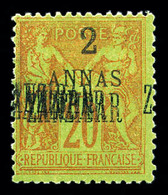 * ZANZIBAR N°23a, 2a Sur 20c Brique Sur Vert: Triple Surcharge ZANZIBAR'. TTB (certificat)  Qualité: *  Cote: 340 Euros - Unused Stamps