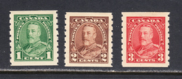 Canada 1935 Coils, Mint Mounted, See Notes, Sc# 228-230, SG 352-354 - Rollo De Sellos