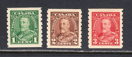 Canada 1935 Coils, Mint Mounted, See Notes, Sc# 228-230, SG 352-354 - Rollen