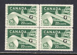 Canada 1955-62 Official, Mint No Hinge, Block, Sc# O45, SG O207 - Overprinted