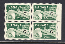 Canada 1955-62 Official, Mint No Hinge, Block, Sc# O45, SG O207 - Sobrecargados