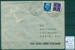REGNO 1937  POSTA AEREA ALA LITTORIA PRIMO VOLO MILANO TORINO PARIGI  LUSSO - Marcofilía (Aviones)