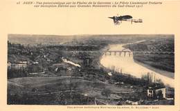 47-AGEN- VUE PANORAMIQUE SUR LA PLAINE DE LA GARONNE- LE PILOTE LIEUTENANT TRETARRE SUR MONOPLAN .... - Agen