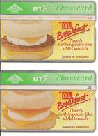 2 CARTES-GB-HOLOGRAPHIQUE-PUBLICITAIRE-10U-MAC DONALD-BREAFAST-BE - BT Emissioni Pubblicitarie