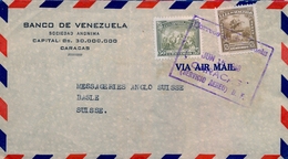 1948 VENEZUELA , SOBRE CIRCULADO , CORREO AÉREO , CARACAS - BASILEA , BANCO DE VENEZUELA - Venezuela