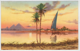 C.P.  PICCOLA   U.A.R.  EGYPT   PYRAMIDS  AND  NILE  AT  SUNSET    2 SCAN    (VIAGGIATA) - Ver. Arab. Emirate