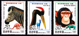 1999 North Korea Stamps Animal Chimpanzee Zebra 3v - Scimpanzé