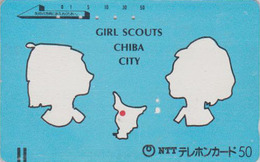 RARE Télécarte Ancienne Japon / 110-011 - SCOUTISME - GIRL SCOUT CHIBA - SCOUTING Japan Front Bar Phonecard - 182 - Publicité
