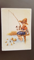 DDR Postcard - Humour - Little Boy Fishing - Fisher - Dog Chien - Lungers Hausen - Hausen, Lungers