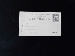 ENTIER POSTAL   CARTE TELEGRAMME  30 C  TYPE CHAPLAIN - Rohrpost