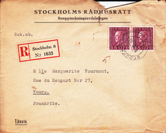 VP-P-T.18-506 : ENVELOPPE LETTRE RECOMMANDEE AFFRANCHIE A 35 ÖRE FEVRIER 1936. STOCKHOLM RADHUSTRÄTT - Otros & Sin Clasificación