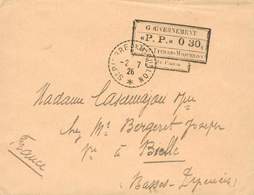 SAINT-PIERRE ET MIQUELON LETTRE 2/7/1926 P.P. 0.30 PENURIE TIMBRES POUR BIELLE TB - Cartas & Documentos