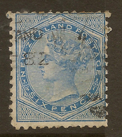 NZ 1874 6d Blue QV SG 156 U #LS16 - Used Stamps