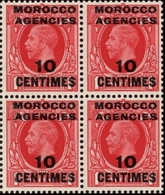 MOROCCO AGENCIES-FRENCH 1924+ 1d Sc. OVPT:10c 4-BLOCK MARG. - Morocco Agencies / Tangier (...-1958)