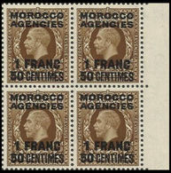 MOROCCO AGENCIES-FRENCH 1924+ 1Sh Bb. OVPT:1F40c 4-BLOCK MARG. - Bureaux Au Maroc / Tanger (...-1958)