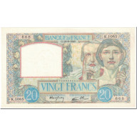 France, 20 Francs, 20 F 1939-1942 ''Science Et Travail'', 1940, 1940-09-26, SPL - 20 F 1939-1942 ''Science Et Travail''