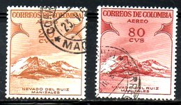 COLOMBIE. PA 242 & 247 De 1959-60 Oblitérés. Mont Ruiz. - Mountains