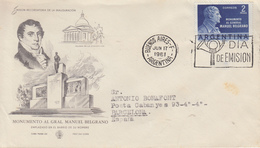 Enveloppe  FDC   1er  Jour   ARGENTINE   Monument  Général  BELGRANO   1961 - FDC