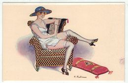 Illustrateur F.Fabiano // Femme érotique, Froufrou, Paresse, Série No. 5-24 - Fabiano