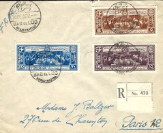 26-12-1936-Reg.  Cover From   Bab El Lûq  Fr. Y & T N°184 à 186 ( First Day Cover ? )  Anglo-Egyptian Treaty  To Paris - Briefe U. Dokumente