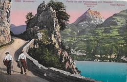 WEESEN → Poststrasse Nach Amden Mit Berggänger Anno 1918 - Amden